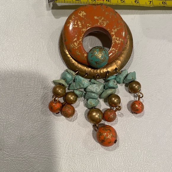 HANDCRAFTED PIN with Turquoise Accents - Picture 2 of 4
